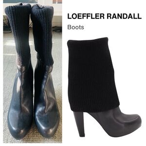LOEFFLER RANDALL Women's Black Knit Heeled Adjustable Length Booties